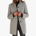 Women's Mid-Length Blend Coat with Stand Collar and Patch Pockets